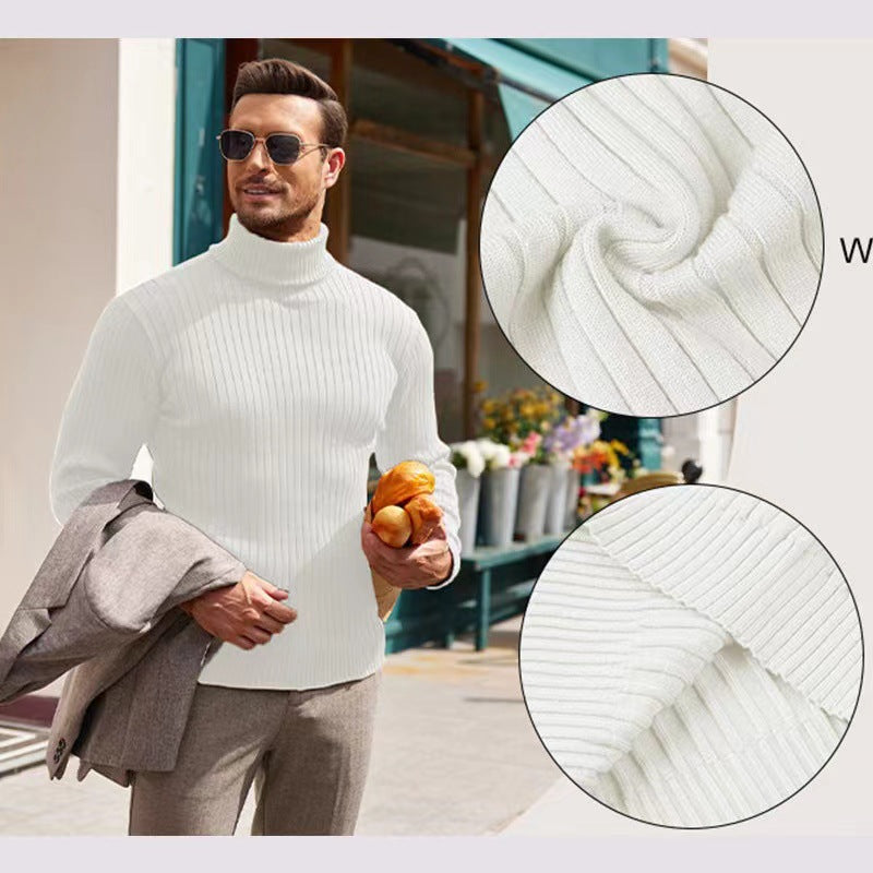 Rhys | Men's Ribbed Fine Knit Roll Neck Jumper Slim Fit