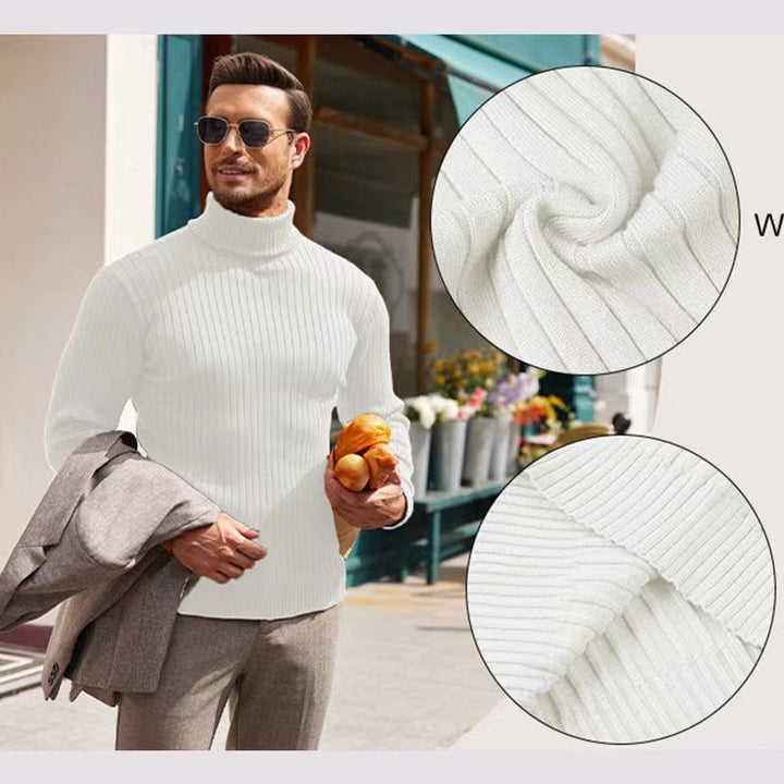 Rhys | Men's Ribbed Fine Knit Roll Neck Jumper Slim Fit