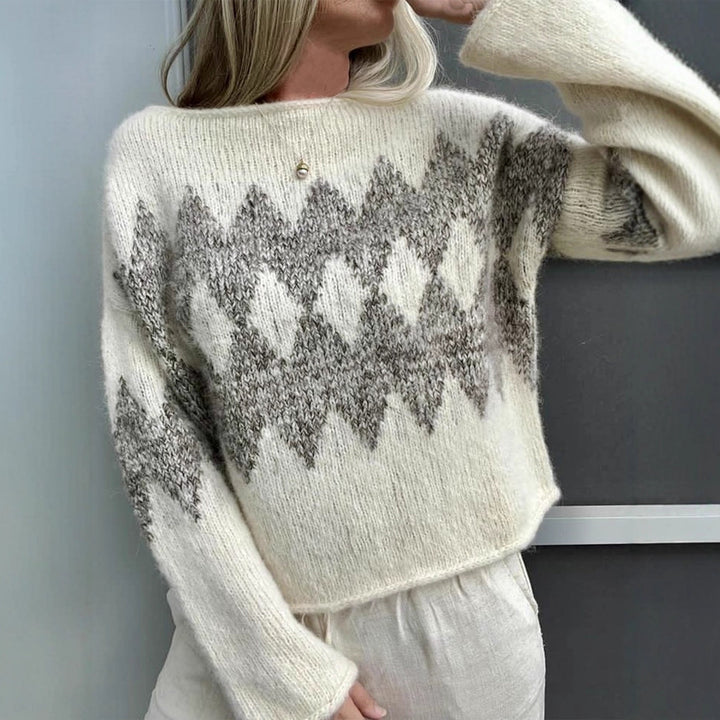 Willow | Women's Wool Blend Knitted Jumper Wave Pattern