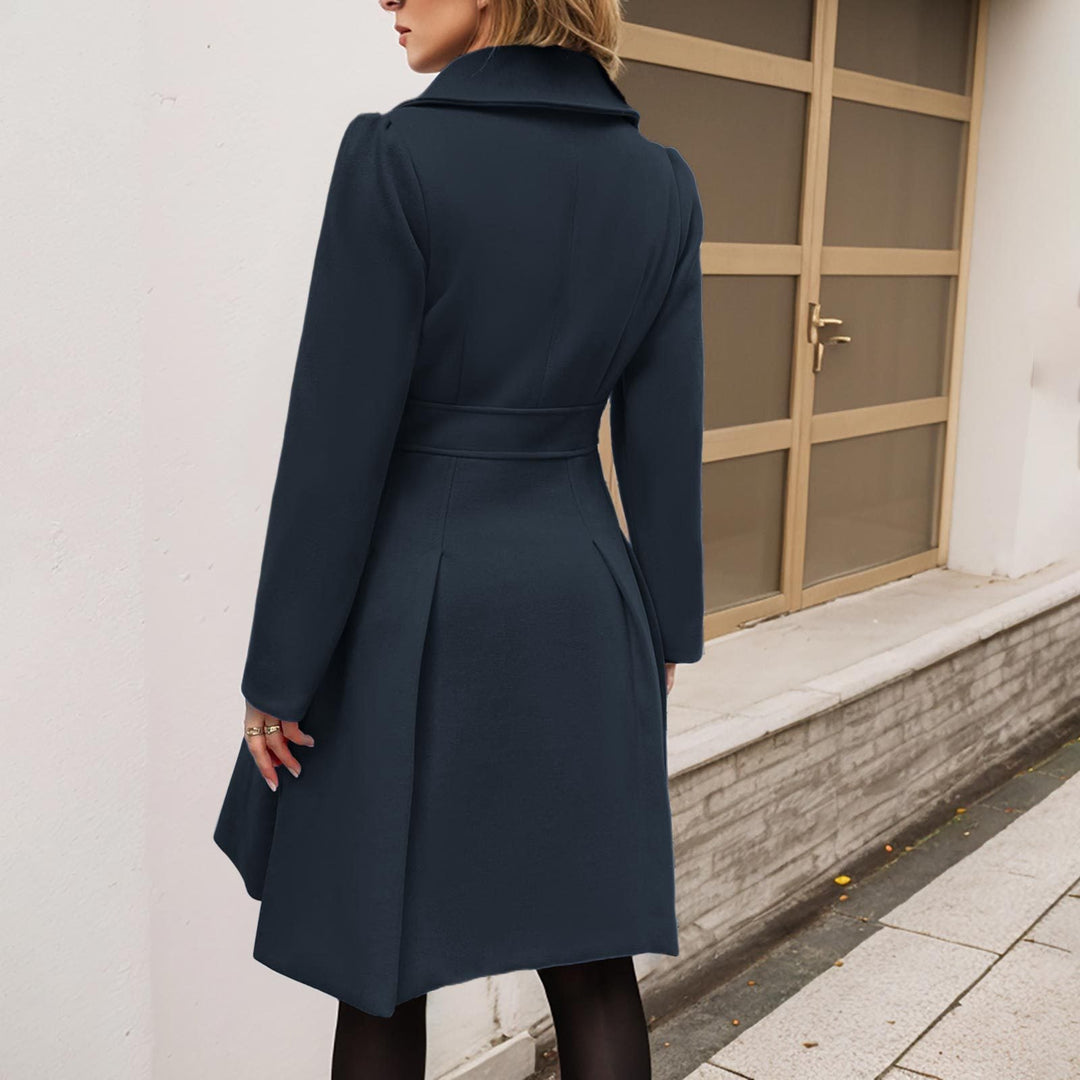 Genevieve | Women's Longline Coat Front Pockets Long Sleeve Button Up