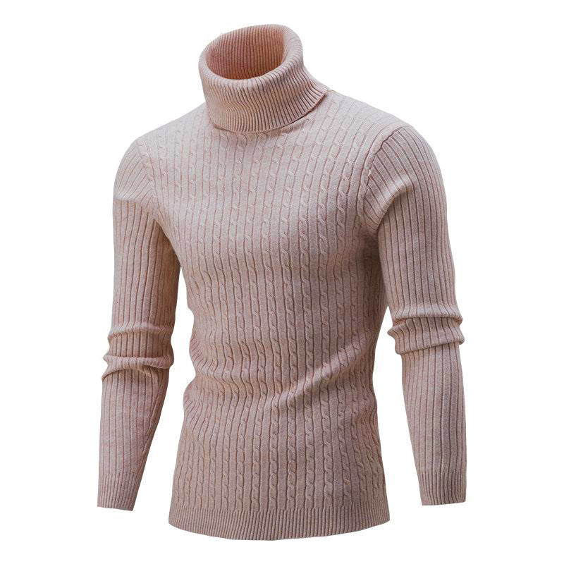 Ryan | Men's Cable Knit Roll Neck Jumper Ribbed Sides Slim Fit