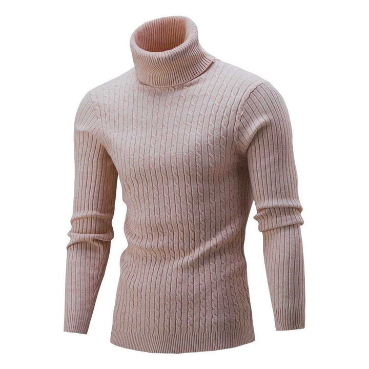 Ryan | Men's Cable Knit Roll Neck Jumper Ribbed Sides Slim Fit