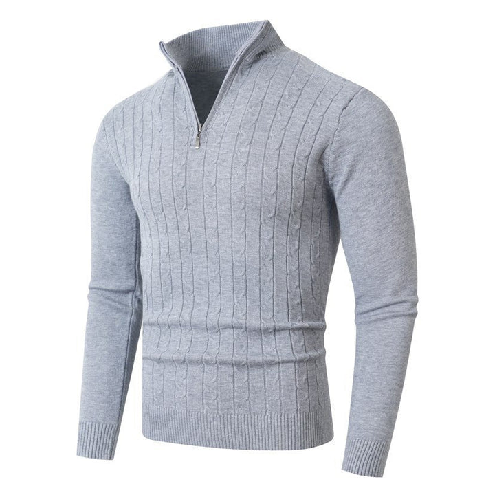 Franco | Men's Ribbed Half-Zip Cable Knit Jumper Slim Fit