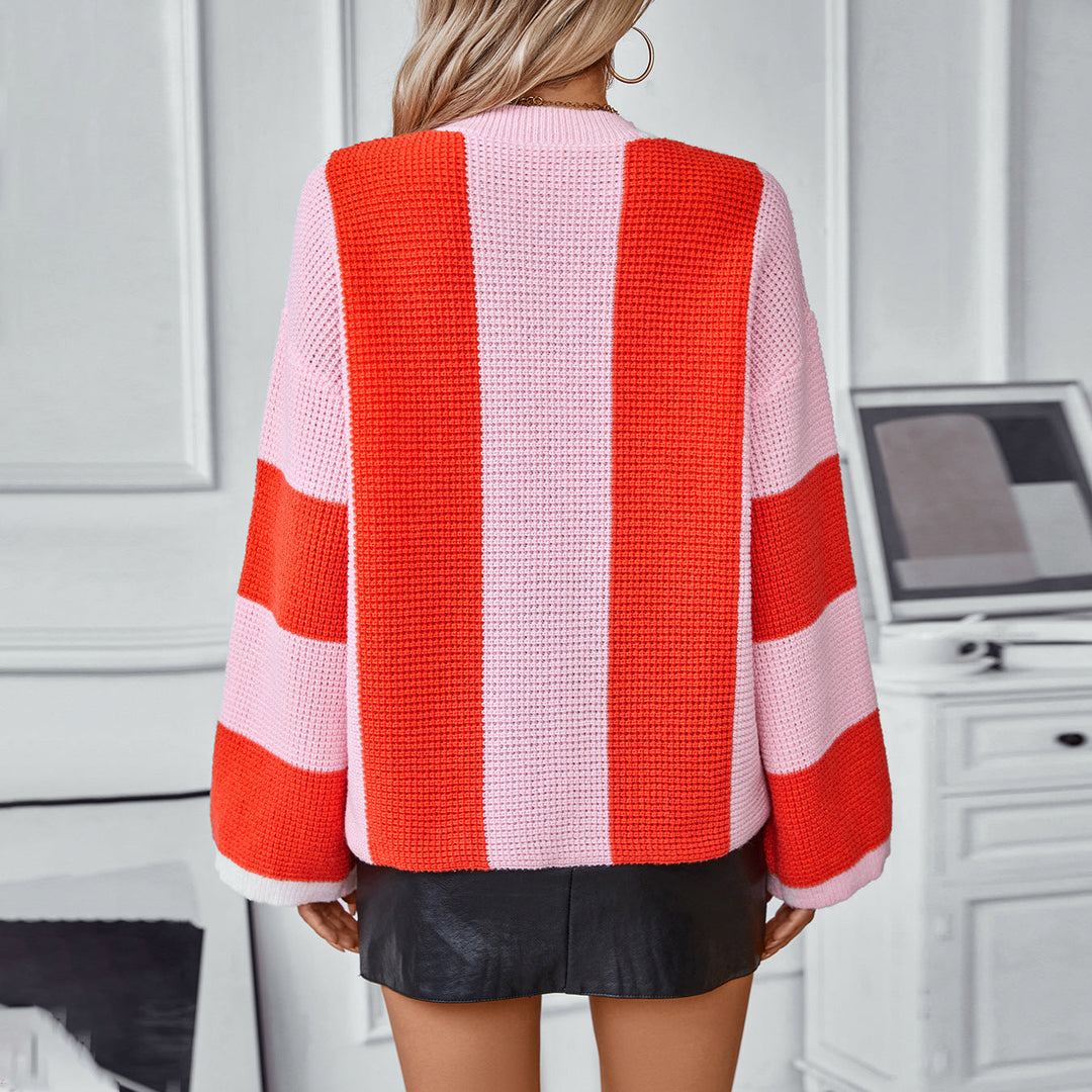 Peggy | Women's Block Stripe Knitted Jumper Casual Fit Wide Sleeve