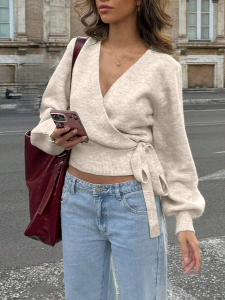 Josephine | Women's Wrap Cardigan Knitted Tie Belt Long Sleeve