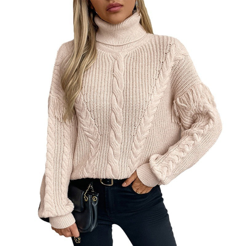 Kitty | Women's High Neck Cable Knit Jumper Loose Fit Knitwear