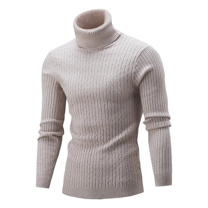Ryan | Men's Cable Knit Roll Neck Jumper Ribbed Sides Slim Fit
