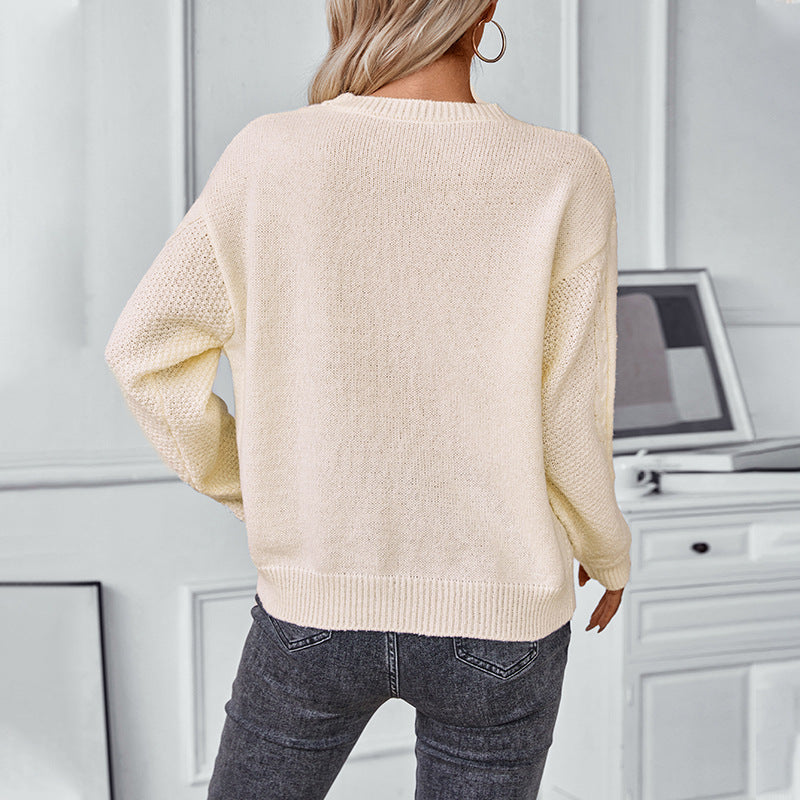 Astrid | Women's Cable Knit V-Neck Jumper Casual Fit Knitwear