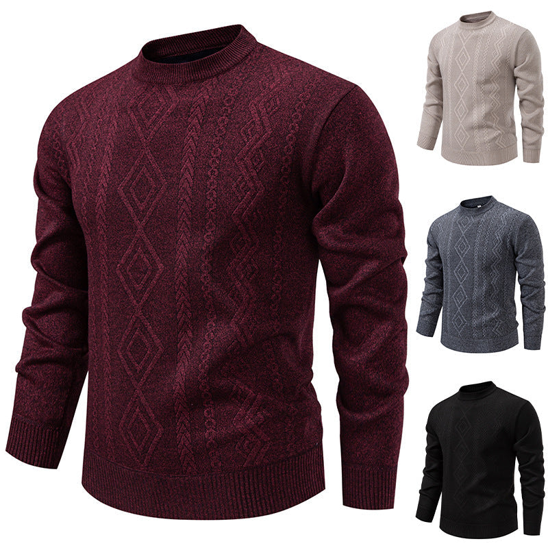 Wesley | Men's Crew Neck Knitted Jumper Diamond Pattern Textured Knit
