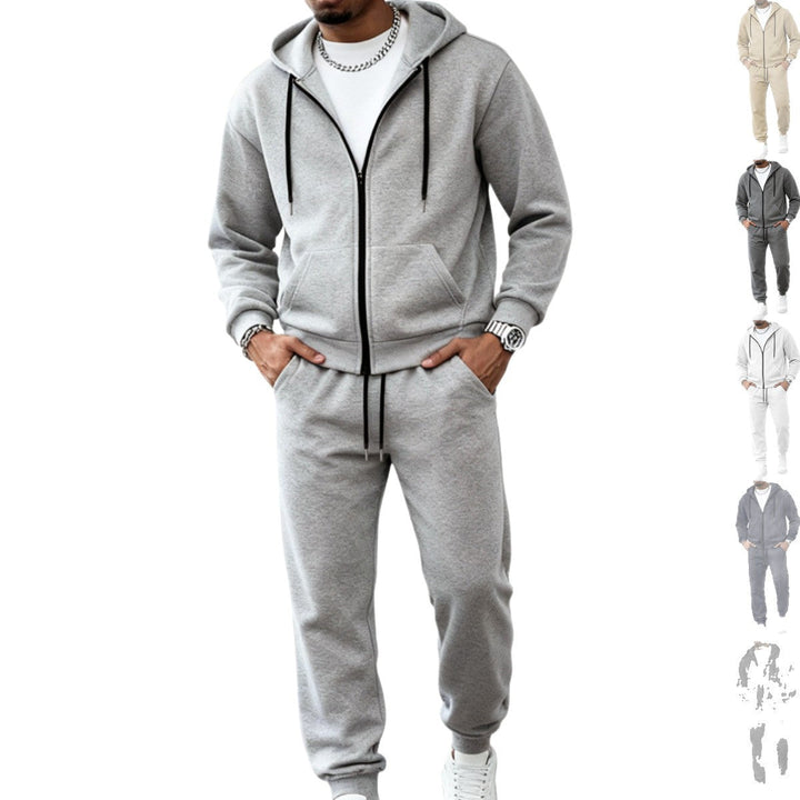 Men's Two-Piece Tracksuit Set with Full-Zip Hoodie and Tailored Jogging Trousers by Drune