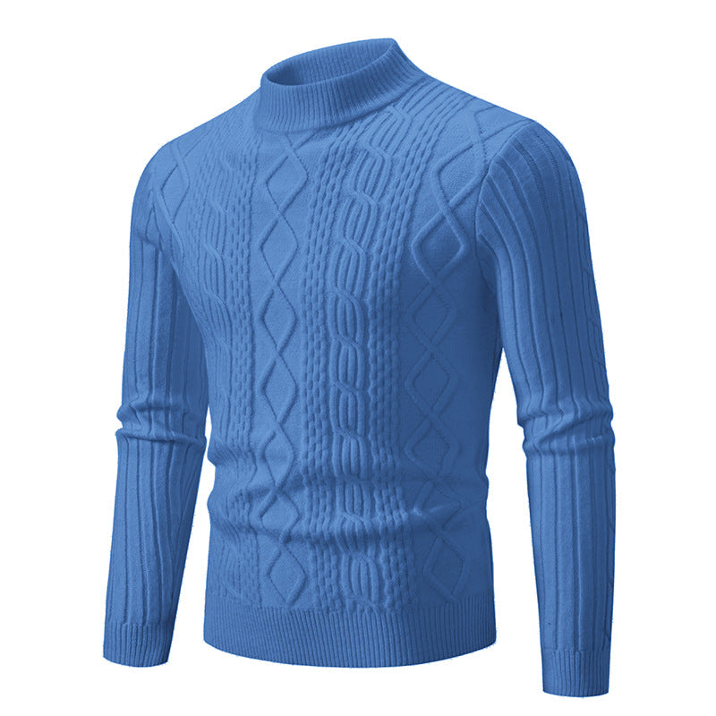 Callum | Men's Cable Knit Roll Neck Jumper Slim Fit Ribbed Cuffs