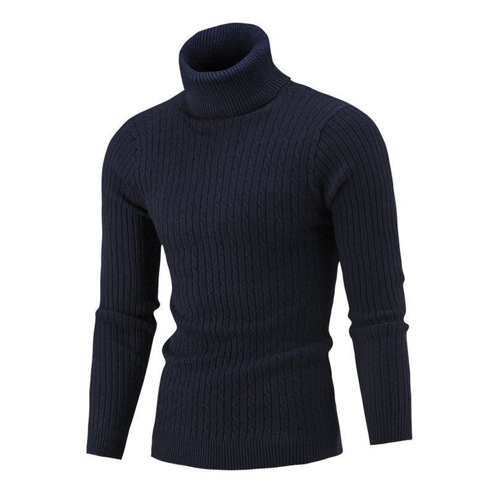 Ryan | Men's Cable Knit Roll Neck Jumper Ribbed Sides Slim Fit