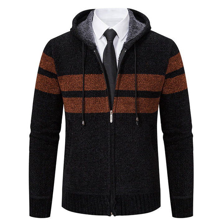 Fletcher | Men's Knitted Hooded Jacket Teddy Fleece Lined Full Zip
