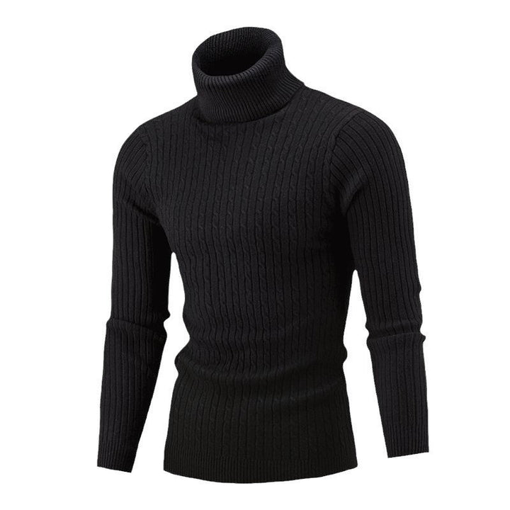 Ryan | Men's Cable Knit Roll Neck Jumper Ribbed Sides Slim Fit