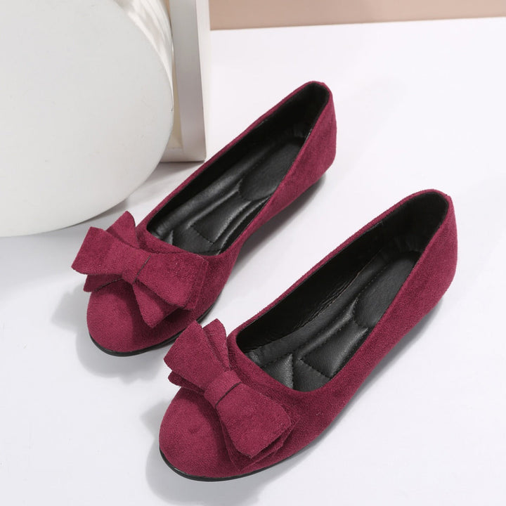 Delilah | Women's Ballet Flats Bow Detail Round Toe Slip-On