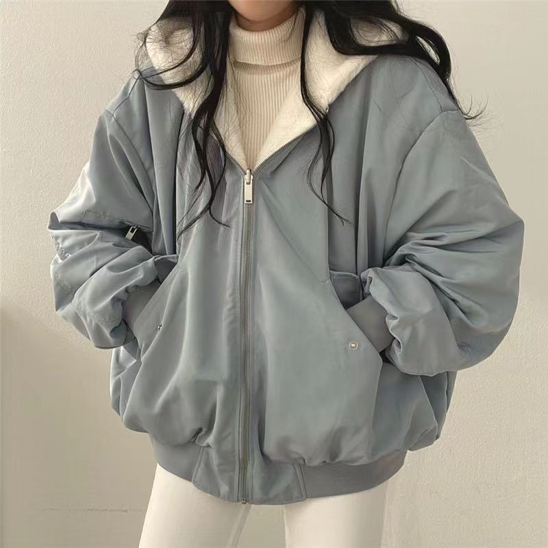 Women’s Oversized Bomber Jacket – Hooded Utility Layer for Casual Winter Wear