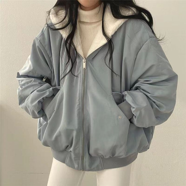 Women’s Oversized Bomber Jacket – Hooded Utility Layer for Casual Winter Wear