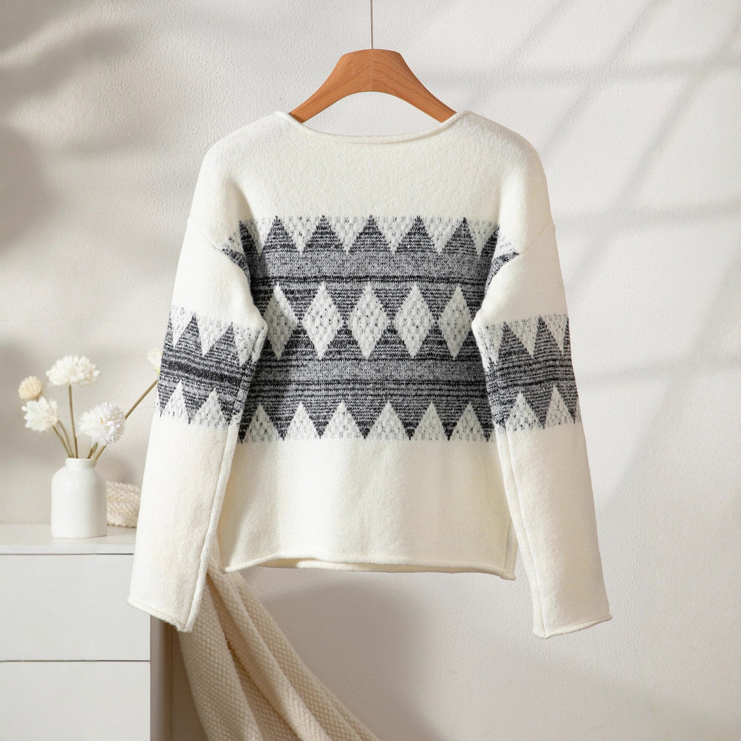 Willow | Women's Wool Blend Knitted Jumper Wave Pattern