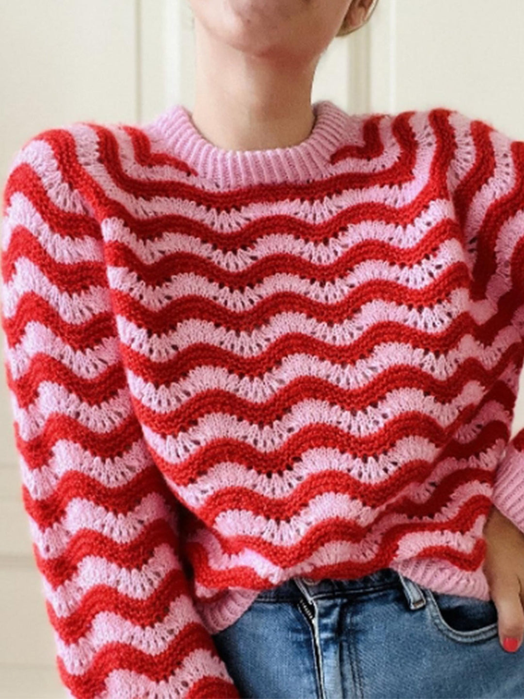 Grace | Women's Knitted Jumper Wave Pattern Relaxed Fit