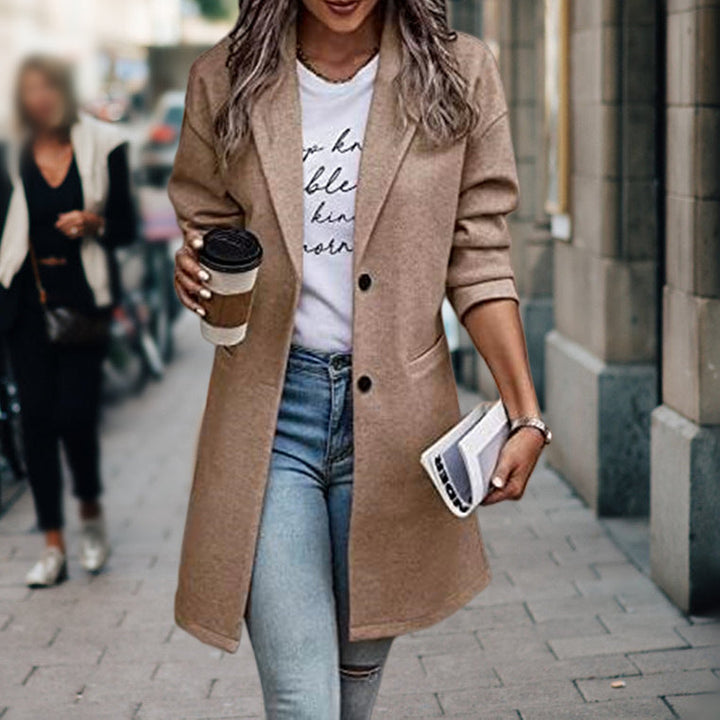 Arabella | Women's Long Coat Slim Fit Button Front Winter Coat