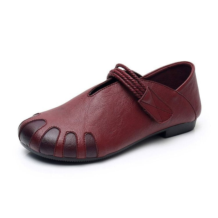 Gwen | Women's Mary Jane Flats Braided Strap Stitched Toe Slip-On