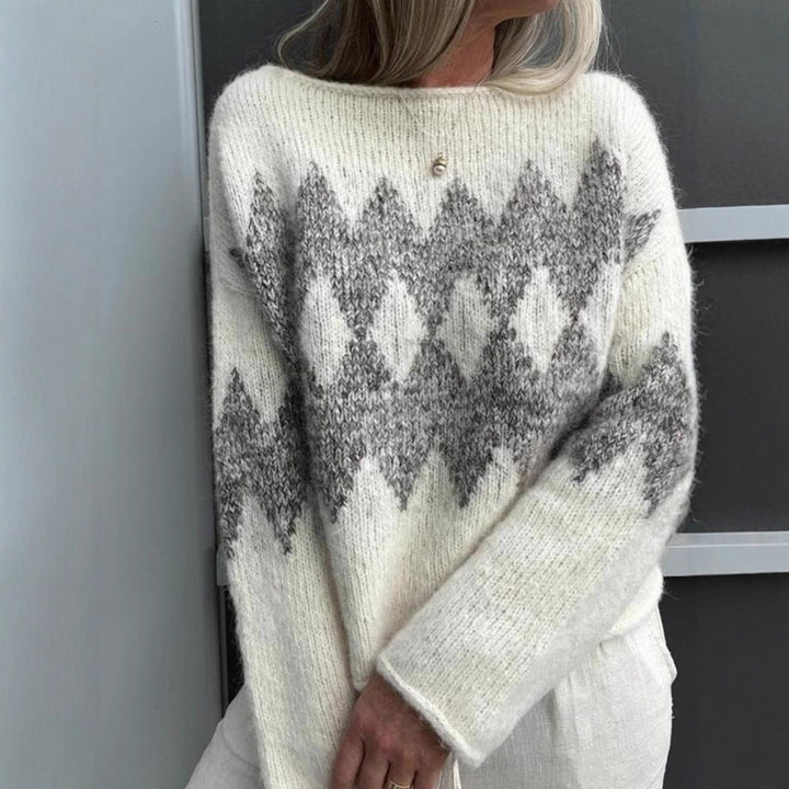 Willow | Women's Wool Blend Knitted Jumper Wave Pattern