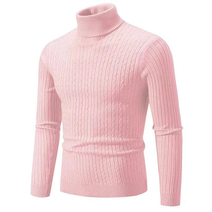 Ryan | Men's Cable Knit Roll Neck Jumper Ribbed Sides Slim Fit