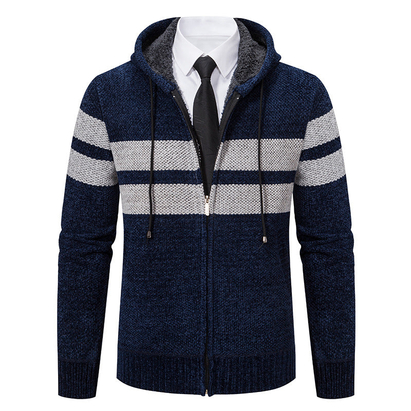 Fletcher | Men's Knitted Hooded Jacket Teddy Fleece Lined Full Zip