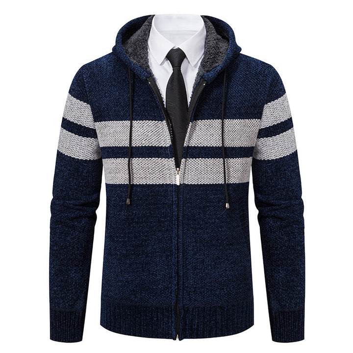 Fletcher | Men's Knitted Hooded Jacket Teddy Fleece Lined Full Zip