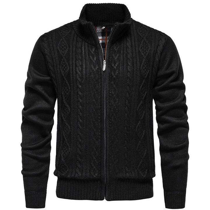 Fletcher | Men's Chunky Cable Knit Zip Cardigan Stand Collar