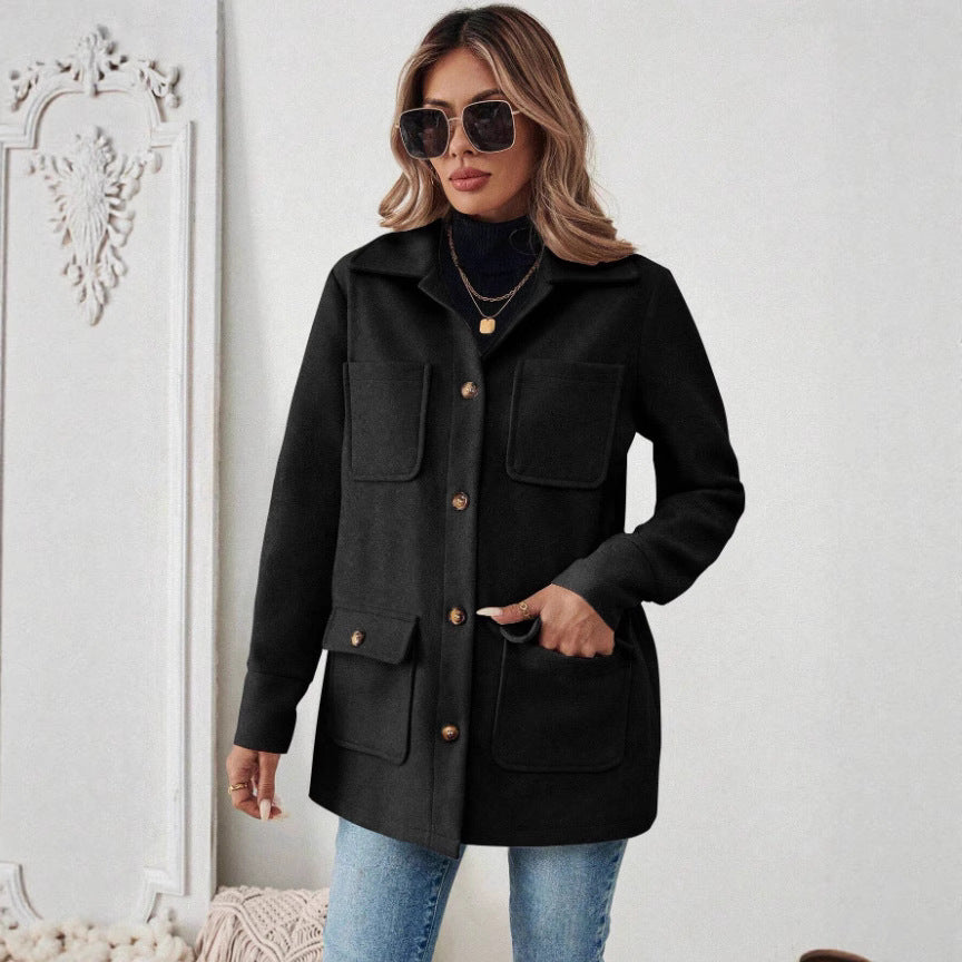 Cecily | Women's Utility Jacket Front Pockets Button Up