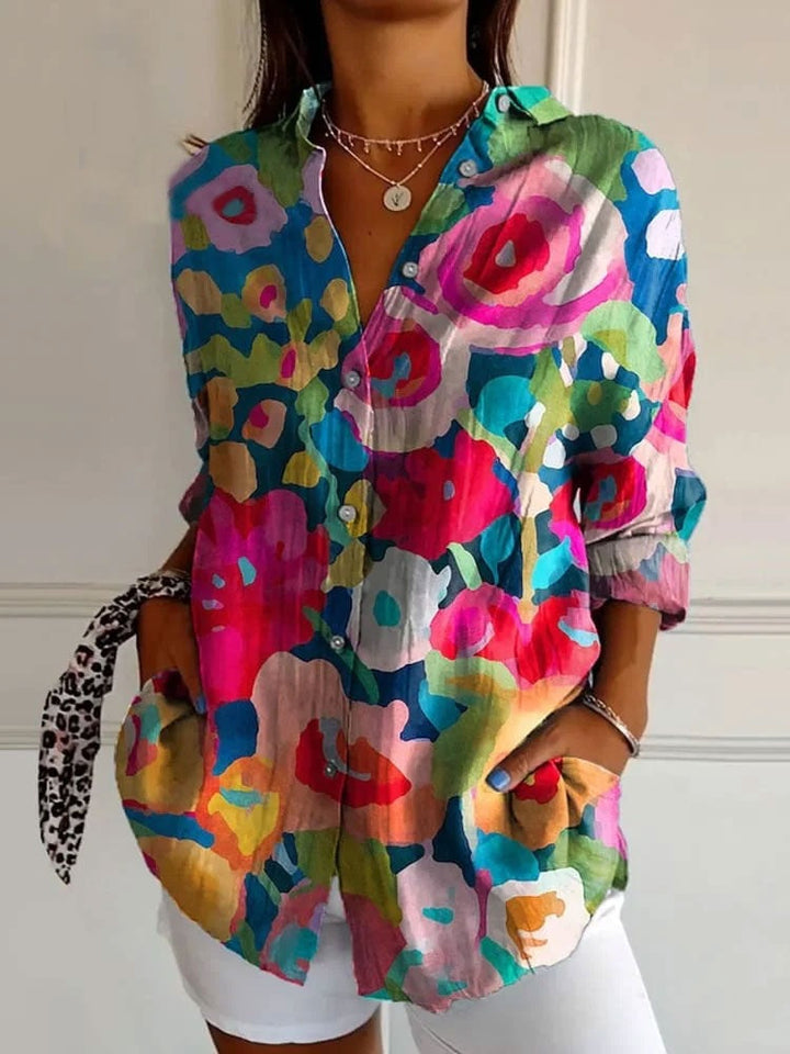 Elin | Women's Geometric Print Blouse Non-Iron Easy-Care Shirt