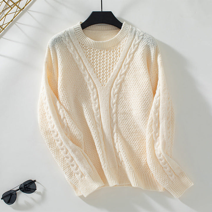 Astrid | Women's Cable Knit V-Neck Jumper Casual Fit Knitwear