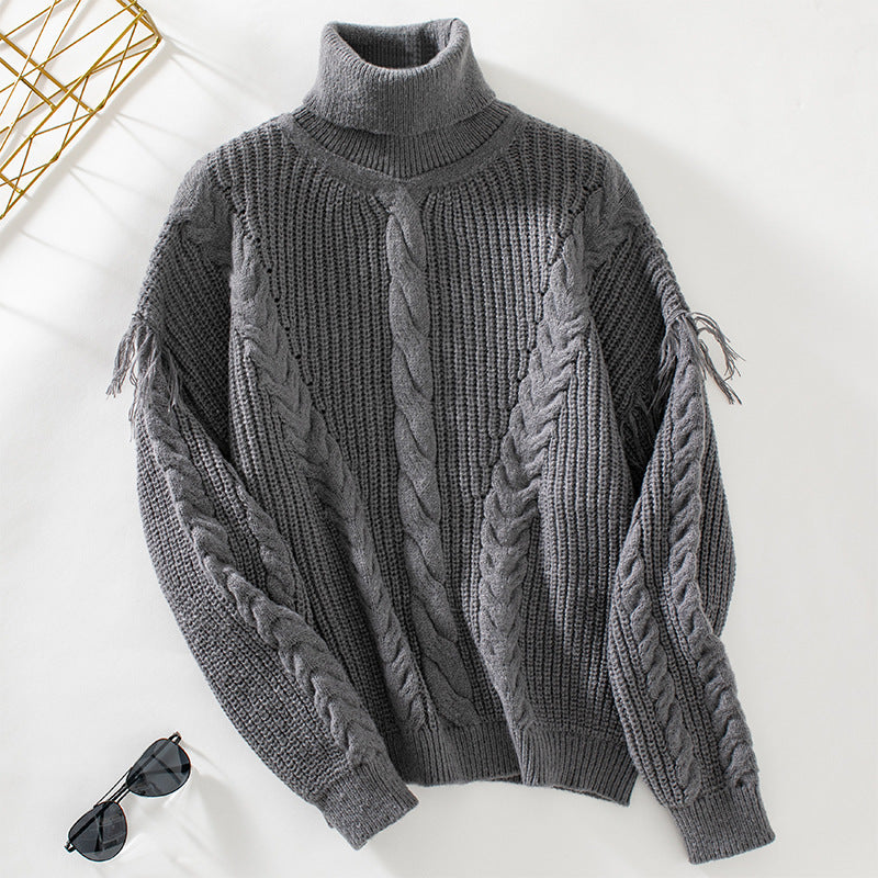 Kitty | Women's High Neck Cable Knit Jumper Loose Fit Knitwear