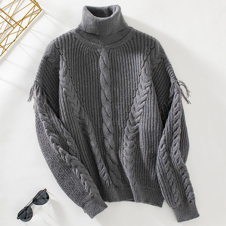 Kitty | Women's High Neck Cable Knit Jumper Loose Fit Knitwear