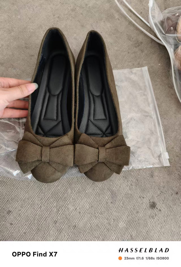 Delilah | Women's Ballet Flats Bow Detail Round Toe Slip-On