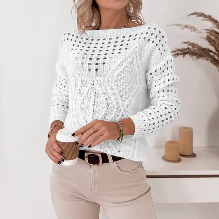 Amelia | Women's Wool Knitted Jumper Openwork Lace and Cable Pattern