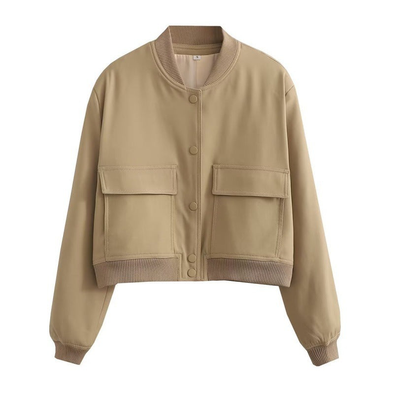 Rosalind | Women's Cropped Jacket Patch Pockets Breathable Lightweight