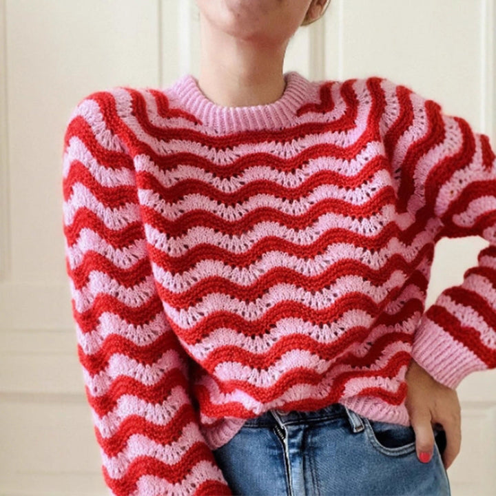 Grace | Women's Knitted Jumper Wave Pattern Relaxed Fit