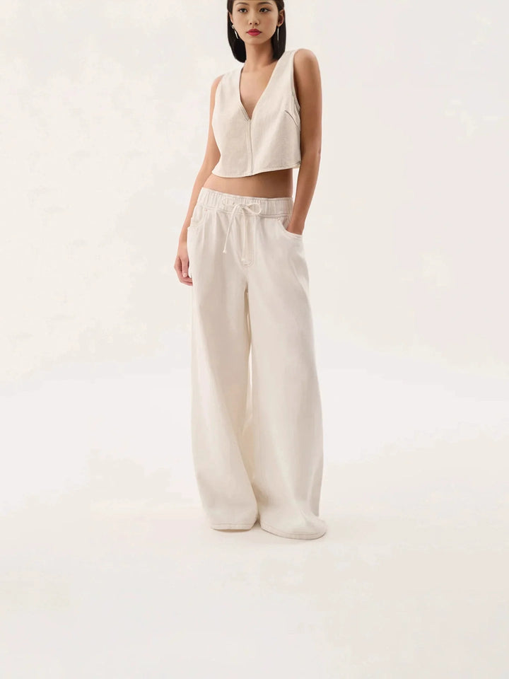 Viona Drawstring Wide Leg Jeans