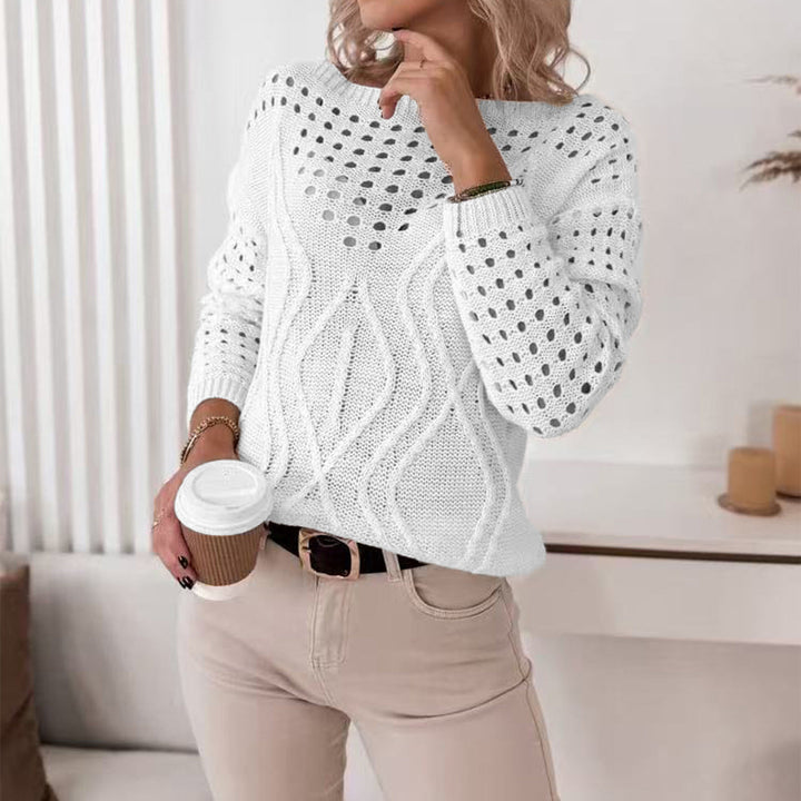 Amelia | Women's Wool Knitted Jumper Openwork Lace and Cable Pattern