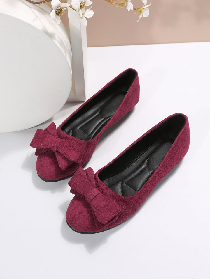Delilah | Women's Ballet Flats Bow Detail Round Toe Slip-On