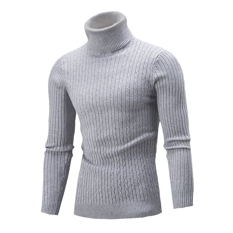 Ryan | Men's Cable Knit Roll Neck Jumper Ribbed Sides Slim Fit