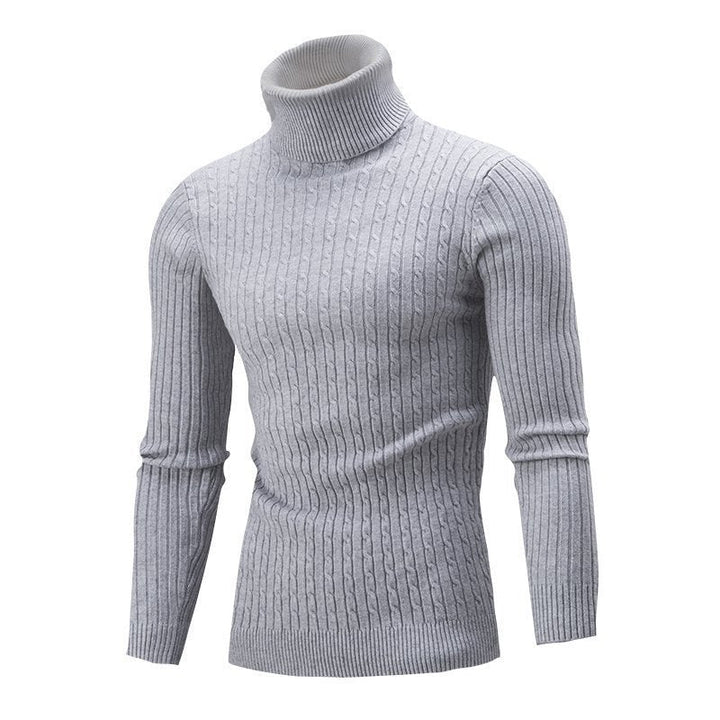 Ryan | Men's Cable Knit Roll Neck Jumper Ribbed Sides Slim Fit