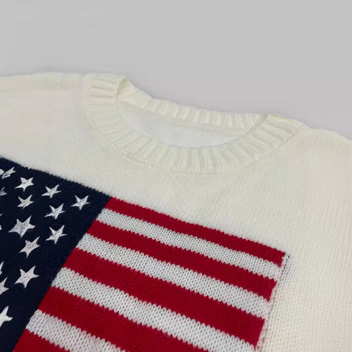 Millicent | Women's Knitted Jumper American Flag Motif Slim Fit
