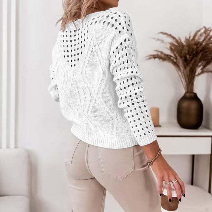 Amelia | Women's Wool Knitted Jumper Openwork Lace and Cable Pattern
