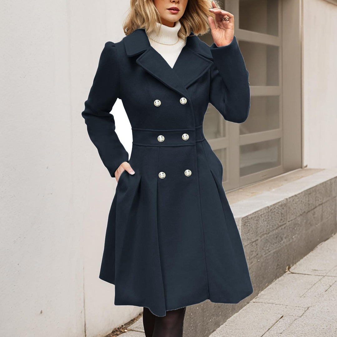 Genevieve | Women's Longline Coat Front Pockets Long Sleeve Button Up