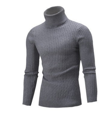 Ryan | Men's Cable Knit Roll Neck Jumper Ribbed Sides Slim Fit