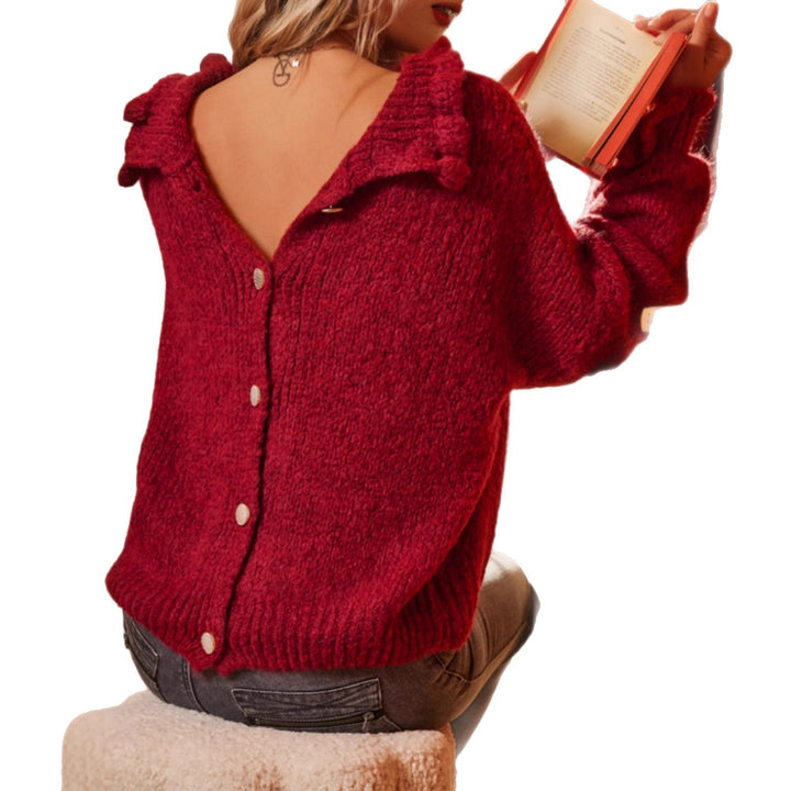 Florence | Women's Wool Knitted Jumper Buttoned Open Back
