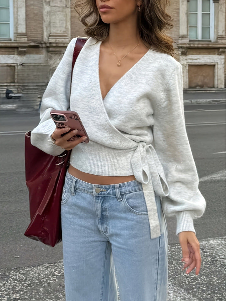 Josephine | Women's Wrap Cardigan Knitted Tie Belt Long Sleeve